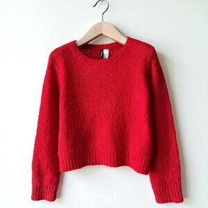 H&M Divided Red Boucle Sweater Size S
